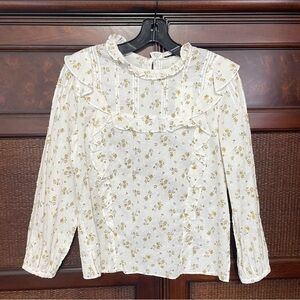 Veronica Beard‎ Floral Ruffle Beth Peasant Farmhouse cottagecore Blouse Size 4